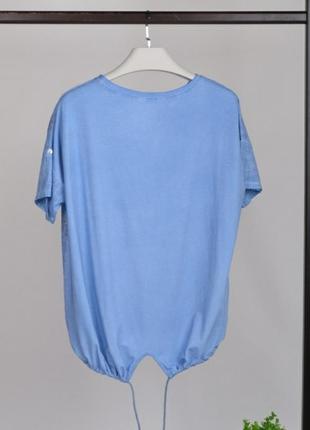 Стильна синя футболка з малюнком великий розмір батал2 фото