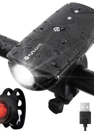 Велосипедный фонарь на аккумуляторе , велофара , фара для велосипеда + задняя мигалка