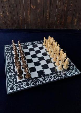 Роскошные шахматы, шашки, нарды - набор 3 в 1 с акрилового камня 58*28*5 см, арт.190621