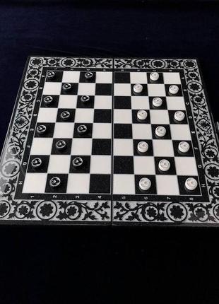 Шахматы, нарды из акрилового камня стилизованные, индивидуальный дизайн, 58×28см, арт.1906212 фото