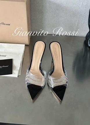 Босоніжки gianvito rossi чорні на підборах5 фото