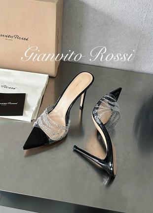 Босоніжки gianvito rossi чорні на підборах7 фото