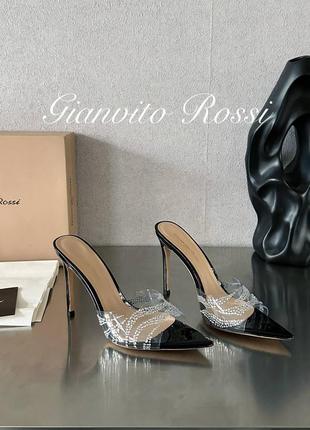 Босоножки gianvito rossi черные с камнями