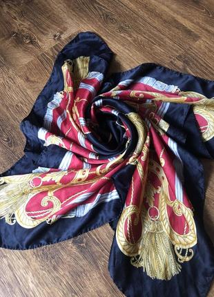 Роскошный шелковый платок, шарф, натуральный шёлк, шелк, принт в стиле hermès7 фото