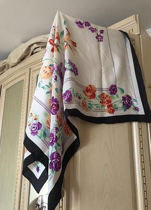 Leonardo! нежный шелковый платок, натуральный шёлк шелк, принт цветы