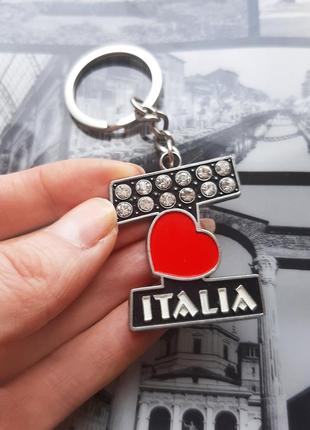 Брелок i love italia ❤ сумка италия камни сваровск эмаль сердце сереб фурнитура подвес2 фото