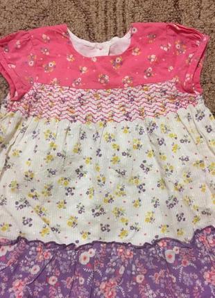 Летнее платье для девочки 6-9 месяцев в комплекте с трусиками3 фото