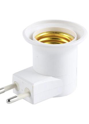 Мережевий адаптер перехідник для лампочки e27 патрон у розетку з вимикачем