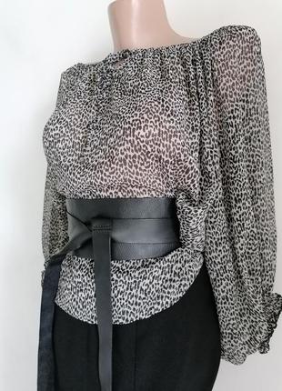🌹объёмная блуза в чёрно-белый принт🌹топ с объёмными рукавами