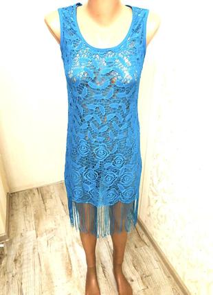 Anabel arto пляжная туника  платье бирюза кружево кружевная бирюзовая модная, стильная