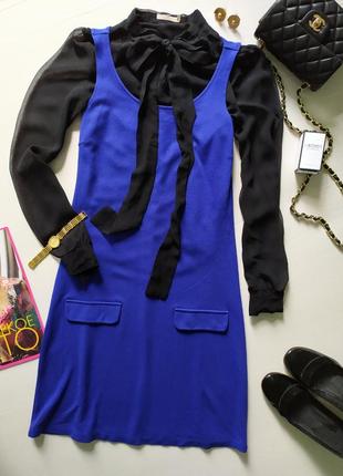 Яркое трикотажное платье сарафан индиго, next в стиле винтажного yves saint laurent 60х