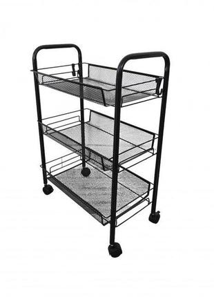 Стелаж етажерка з полицями на колесах bonro b-073 чорний