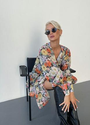 Шифоновое платье в принт под пояс