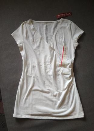 Белая футболка туника merona сша, с запахом на груди, хлопок, размер xs6 фото