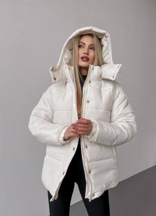 Куртка зимняя плащ пальто капюшон пуховик длинная удлиненная стеганная осень зима тепла наполнитель прошита объемная широкая оверсайз дутая дуток4 фото
