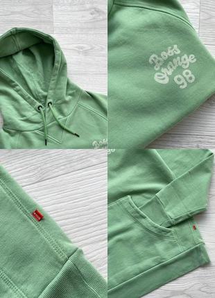 Лимитированное худи hugo boss orange 98 logo hoodie light green толстовка4 фото