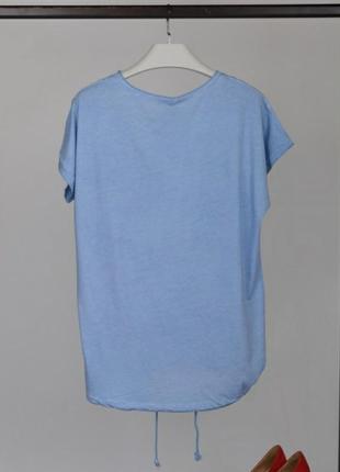 Стильна синя футболка з написом великий розмір батал2 фото