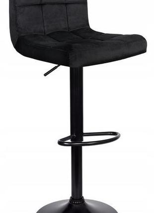 Барний стілець зі спинкою bonro b-0106 велюр чорний з чорною основою