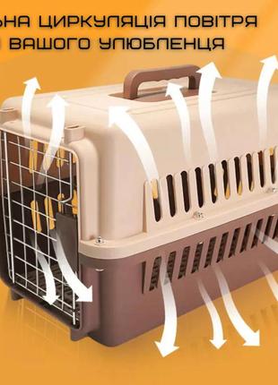 Переноска для кошек и собак контейнер для авиа перевозок животных с металлическими креплениями и дверью +6 фото
