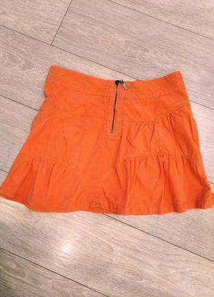 Летняя коттоновая мини юбка monoreno кораллового цвета!!!1 фото