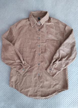 Вилветовая женская рубашка коричневого цвета shein, s3 фото