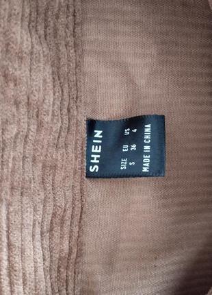Вилветовая женская рубашка коричневого цвета shein, s5 фото