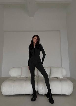 Комбінезон із швами на флісі теплий с м л хл чорний