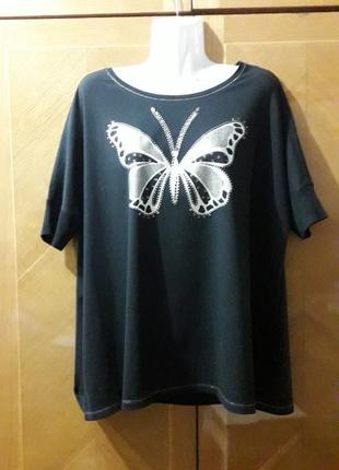 Lounge & sleep at debenhams р. 12 футболка об'ємна з метеликом паєтки рукав