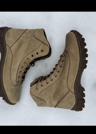Зимові чоловічі черевики з натуральної шкіри, берці, військові черевики на хутні, взуття тактичне