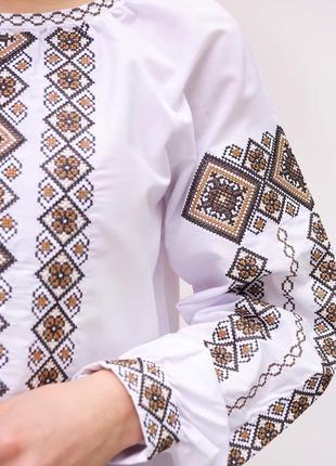 Женская вышитая блуза с коричневой вышивкой, 44-56, новая1 фото
