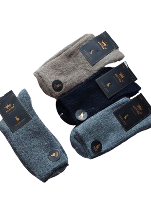 Набір 4 пари чоловічі вовняні ангорові шкарпетки корона 41-45р зимові шкарпетки без махри1 фото