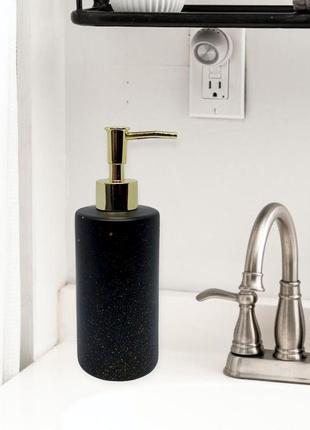 Дозатор для рідкого мила a-plus luxury bs-216 скло чорний із золотом 19 см