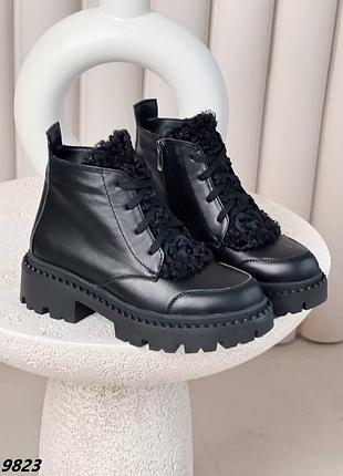 Ботинки, черные, натуральная кожа, зима