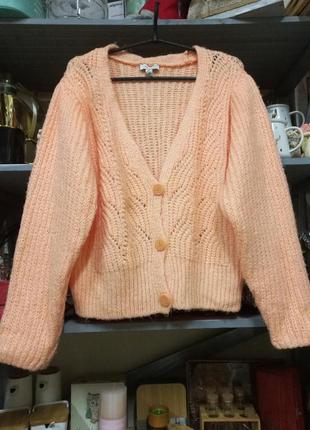 Светр свитер кардиган кофта персикового кольору вязана