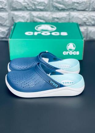 Мужские шлёпанцы crocs синие кроксы крокс 36-457 фото