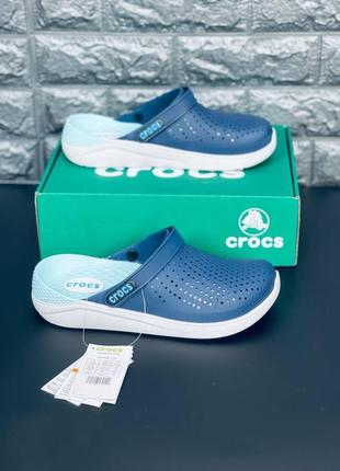 Мужские шлёпанцы crocs синие кроксы крокс 36-455 фото