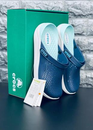 Мужские шлёпанцы crocs синие кроксы крокс 36-459 фото