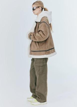 Замшевая куртка - дубленка oversize h&m