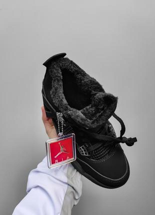 Nike air jordan 4 retro black fur1 фото