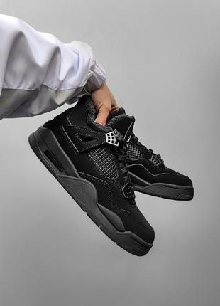 Nike air jordan 4 retro black fur7 фото