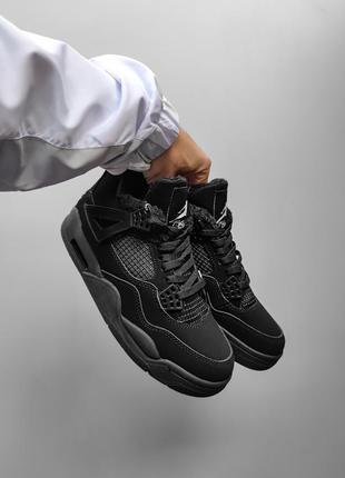 Nike air jordan 4 retro black fur2 фото