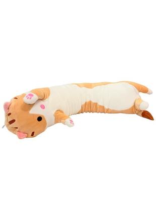 Кот батон антистресс мягкая игрушка подушка 50 см плюшевый котик обнимашка бежевый10 фото