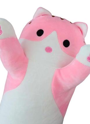 Кіт батон багет антистрес м'яка іграшка подушка 50 см плюшевий котик обіймашка рожевий4 фото