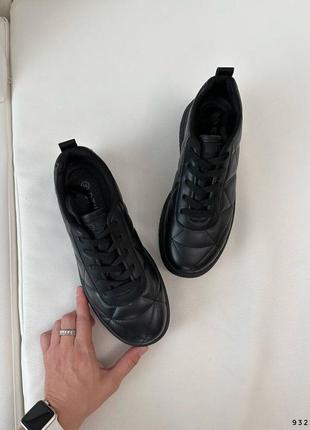 Черные кроссовки эко-кожа, черное жеэнские кроссовки, черне кроссовки 36-40р код 93226 фото
