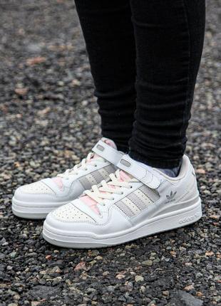 Жіночі кросівки білі адідас adidas forum low, женские кроссовки адидас белые демисезонные