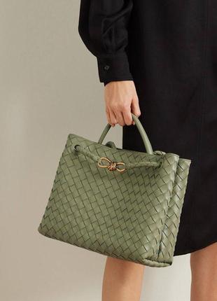 Сумка в стиле bottega veneta плетенная коричневая черная красная2 фото