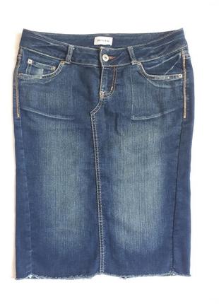 Коттоновая юбка- миди синяя m-o-t-o ( размер 38)1 фото