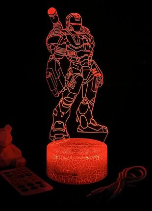 3d-лампа залізна людина, подарунок для прихильників супергероїв, світильник або нічник, 7 кольорів, 4 режими, пульт