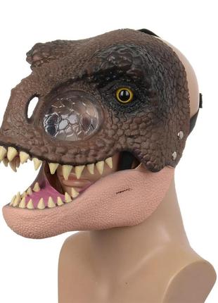 Маска карнавальна динозавра для дітей і дорослих тиранозавр рекс з рухомою щелепою jurassic world dominion