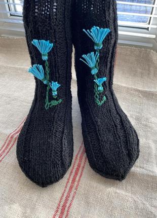 Черные носки с вышивкой 3d, размер 36-37.